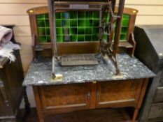 Tiled back and marble topped washstand