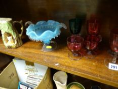Cranberry glass and other similar glassware and a Hornsea jug