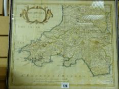 ROBERT MORDEN coloured map of South Wales, approx 39 x 45 cms