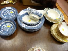Parcel of blue and white dinnerware, Royal Albert Old Country Roses bowls and similar items