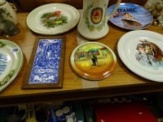 Royal Worcester Palissy display plates, Doulton 'Bill Sykes' plate, Bass & Pale Ale Beswick jug