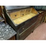 Dark wood three drawer bureau (for restoration)