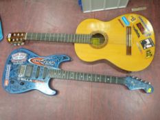 Aria Japanese acoustic guitar and an electric guitar