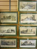 SAMUEL & NATHANIEL BUCK seven engravings - mainly Welsh castles, approx 18 x 38 cms