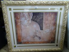 Large gilt framed modern print in the classical style
