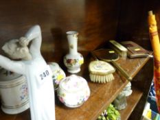 Two Lladro figurines, other decorative china, dressing table items etc