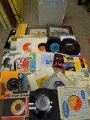 Quantity of 45rpm records, two framed equestrian prints etc