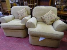 Pair of light coloured and modern texture Marks & Spencer armchairs