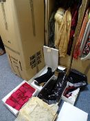 Box of vintage lady's clothing including labels by Monsoon, Marina Avraam of London also a fur