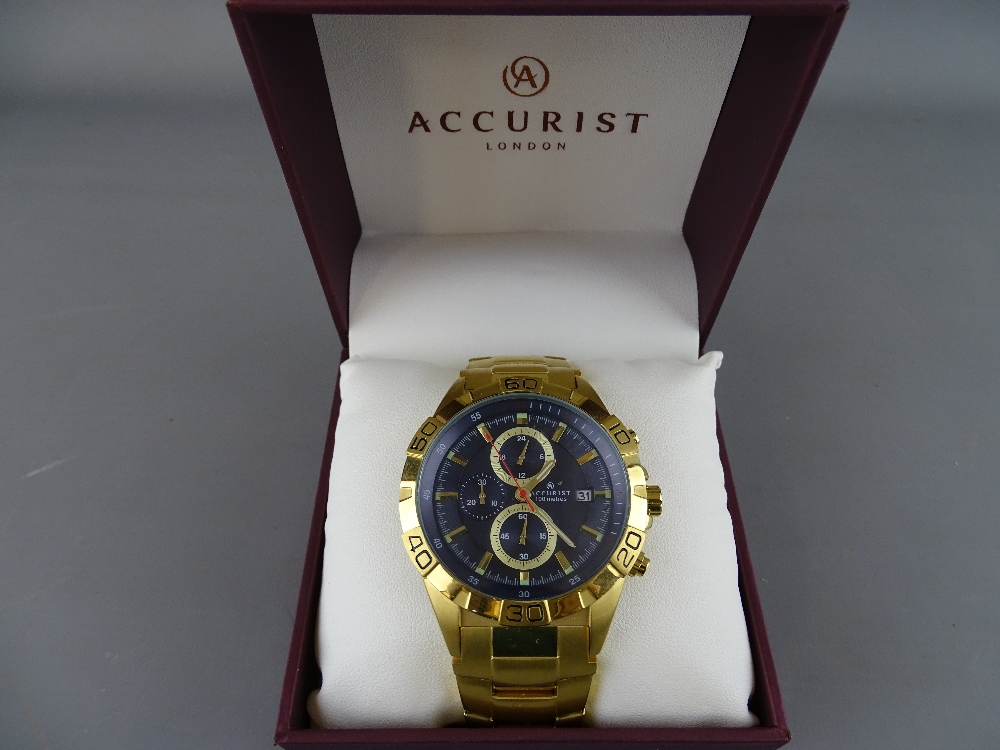 As new gold plated stainless steel Accurist gent's wristwatch (boxed)