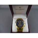 As new gold plated stainless steel Accurist gent's wristwatch (boxed)