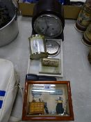 Smiths, Enfield mantel clock, small modern carriage clock, onyx calendar etc