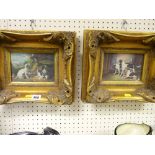 Two ornately framed vintage dog themed prints