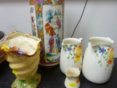 Three Gibson jugs, Wood Ltd jug and an Oriental vase