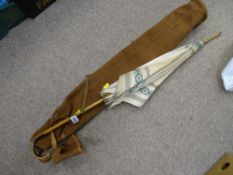 Vintage lady's bamboo parasol and adapted case