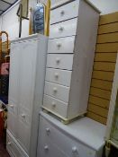 Parcel of modern bedroom furniture comprising two door wardrobe, four drawer chest, narrow seven