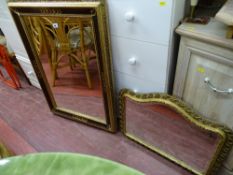 Large mirror and a smaller shaped and bevelled edge mirror