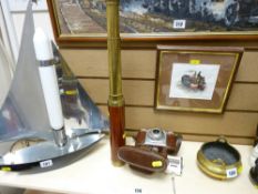Vintage camera, brass and mahogany telescope inscribed 'G H Bert & Sons' and a 'Colour Finder by