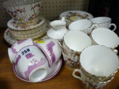 Small quantity of pink lustre teaware and other Staffs teaware
