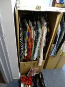 Box of vintage lady's clothing, mainly blouses including labels by Elizabeth Hayes of London,