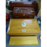 Four vintage wooden lidded boxes