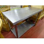 Two tier stainless steel kitchen workbench