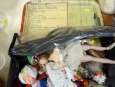 Assortment of mainly tourist dolls and a 'Bouillabaisse' tray