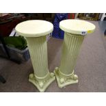 Two composition Corinthian column planter stands