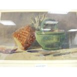 Unsigned watercolour - still life, study of a pineapple, 13 x 22 cms