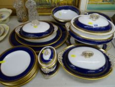 Cobalt and gilt decorated Spode china part dinner service