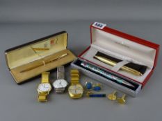 Twenty three carat gold electroplate Sheaffer 590 medium ballpoint pen (boxed), an Orchid enamel
