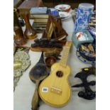 Quantity of treen items and a small display guitar