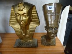 Two Egyptian Pharaoh ornamental busts