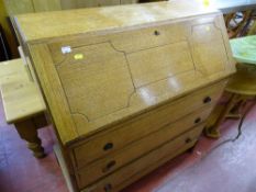 Light oak three drawer bureau