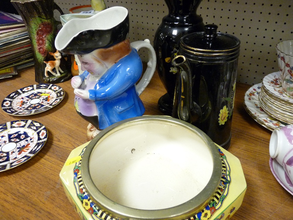 Toby jug, metal rimmed bowl and similar items