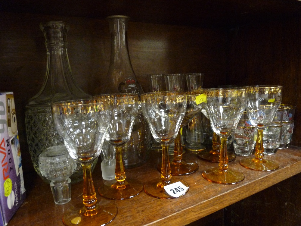 Parcel of drinking glassware including commemorative decanter
