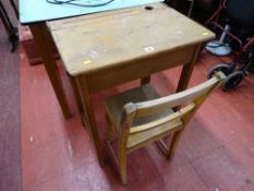 Vintage lift-up lid school desk and chair