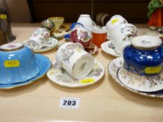 Assortment of cabinet cups and saucers