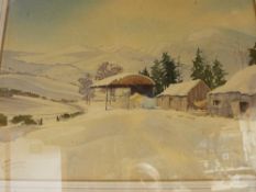 IAN BUCHANNAN DUNLOP watercolour - 'Border Hill Farm', 25 x 32 cms