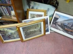Parcel of framed and unframed steam related prints