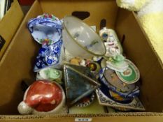 Mixed box of ornamental china and miniatures