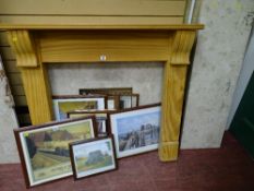 Pine fire surround with marble back and hearth