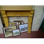 Pine fire surround with marble back and hearth