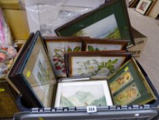 Crate of mainly framed pictures and prints