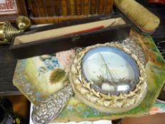 Parcel of collectables including dressing table ware, wooden box etc