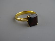 Twenty two carat gold amethyst set ring, size 'M', 4 grms gross