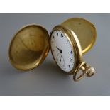 Nine carat gold cased full hunter gent's pocket watch (dial hand and glass missing), 90 grms gross