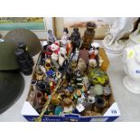 Mixed box of collectables including a Mdina glass mushroom paperweight