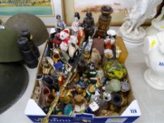 Mixed box of collectables including a Mdina glass mushroom paperweight