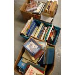 Two crates & five boxes of various mainly hardback books, reference, cooking, collecting etc
